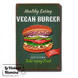 Plaque Métal Vintage Vegan Burger - Le Vintage Illuminé
