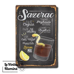 Plaque Métal Vintage Cocktail SAZERAC - Le Vintage Illuminé