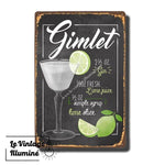 Plaque Métal Vintage Cocktail GIMLET - Le Vintage Illuminé