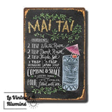 Plaque Métal Vintage Cocktail MAI TAI Bambou - Le Vintage Illuminé