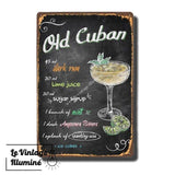 Plaque Métal Vintage Cocktail OLD CUBAN - Le Vintage Illuminé