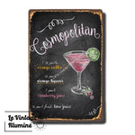 Plaque Métal Vintage Cocktail COSMOPOLITAN - Le Vintage Illuminé