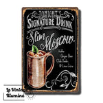 Plaque Métal Vintage Cocktail SIGNATURE DRINK Slim Moscow - Le Vintage Illuminé