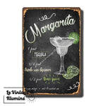 Plaque Métal Vintage Cocktail MARGARITA - Le Vintage Illuminé