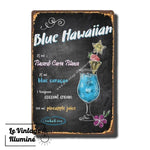 Plaque Métal Vintage Cocktail BLUE HAWAIIAN - Le Vintage Illuminé