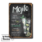 Plaque Métal Vintage Cocktail MOJITO Ice - Le Vintage Illuminé
