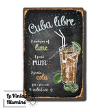 Plaque Métal Vintage Cocktail CUBA LIBRE Deux Pailles - Le Vintage Illuminé