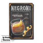 Plaque Métal Vintage Cocktail NEGRONI - Le Vintage Illuminé