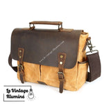 Cartable Vintage En Cuir et Canvas 3 Coloris - Le Vintage Illuminé