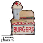 Enseigne Vintage à LED Burgers 28x39cm - Le Vintage Illuminé