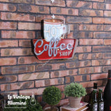 Enseigne Vintage à LED Hot Coffee Shop 35x29cm - Le Vintage Illuminé