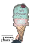 Enseigne Vintage à LED Ice Cream 19x41cm - Le Vintage Illuminé