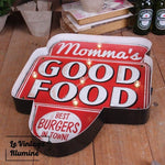Enseigne Vintage à LED Momma's Good Food 32x41cm - Le Vintage Illuminé