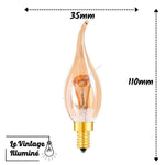 Ampoule Vintage à LED FLAMME 2W E14 110x35mm - Le Vintage Illuminé