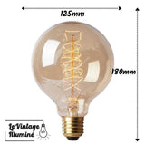 Ampoule à filament Globe (spirale) 40W E27 180x125mm - Le Vintage Illuminé