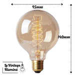 Ampoule à filament Globe (spirale) 40W E27 140x95mm - Le Vintage Illuminé