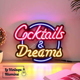 Néon en verre Cocktails and Dreams 40 x 30 cm -