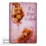 Plaque Métal It's Wine O'Clock - Le Vintage Illuminé