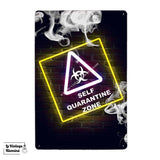 Plaque Métal Néon Quarantine zone - Le Vintage Illuminé