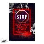 Plaque Métal Néon Wash Your Hands - Le Vintage Illuminé