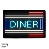 Plaque Métal Néon Diner - Le Vintage Illuminé