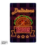 Plaque Métal Néon Delicious Tacos - Le Vintage Illuminé