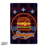 Plaque Métal Burger Néon - Le Vintage Illuminé