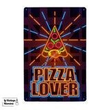 Plaque Métal Néon Pizza Lover - Le Vintage Illuminé