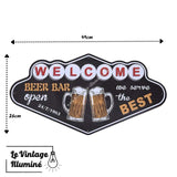 Plaque Métal Vintage Welcome Beer Bar 49x26cm - Le Vintage Illuminé