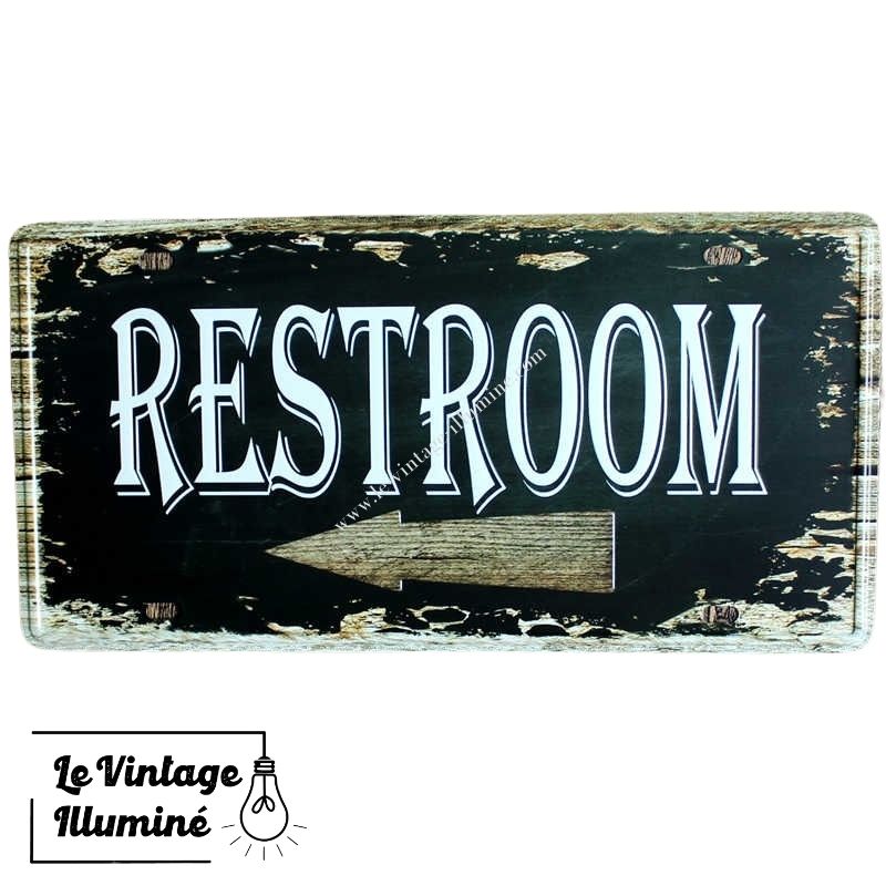 Plaque Métal Vintage Restroom And Le Vintage Illuminé 