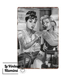 Plaque Métal Vintage Tattoo Deux Femmes - Le Vintage Illuminé