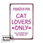 Plaque Métal Vintage Cat Lovers Only - Le Vintage Illuminé