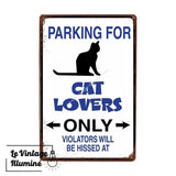 Plaque Métal Vintage Parking For Cats Lovers - Le Vintage Illuminé