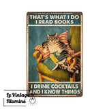 Plaque Métal Vintage Books Cocktails - Le Vintage Illuminé
