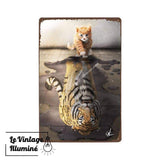 Plaque Métal Vintage Chat Tigre - Le Vintage Illuminé