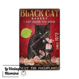 Plaque Métal Vintage Black Cat Bakery - Le Vintage Illuminé