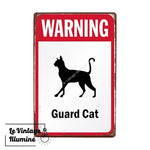Plaque Métal Vintage Guard Cat - Le Vintage Illuminé