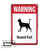 Plaque Métal Vintage Guard Cat - Le Vintage Illuminé