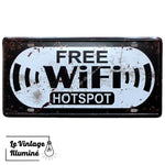 Plaque Métal Vintage Free Wifi Hotspot - Le Vintage Illuminé