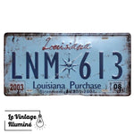 Plaque Métal Vintage Immatriculation Louisiana - Le Vintage Illuminé