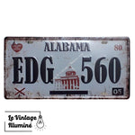 Plaque Métal Vintage Immatriculation Alabama - Le Vintage Illuminé