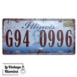 Plaque Métal Vintage Immatriculation Illinois G94 - Le Vintage Illuminé
