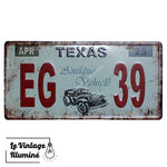 Plaque Métal Vintage Immatriculation Texas - Le Vintage Illuminé