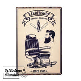 Plaque Métal Barber Shop Vintage - Le Vintage Illuminé