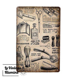 Plaque Métal Barber Shop Tools - Le Vintage Illuminé