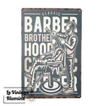 Plaque Métal Barber Shop Hood - Le Vintage Illuminé