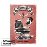 Plaque Métal Barber Shop Rouge - Le Vintage Illuminé