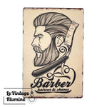 Plaque Métal Barber Shop Rasoir - Le Vintage Illuminé