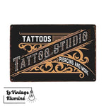 Plaque Métal Tattoo Shop Piercing - Le Vintage Illuminé