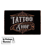 Plaque Métal Tattoo Shop Black - Le Vintage Illuminé